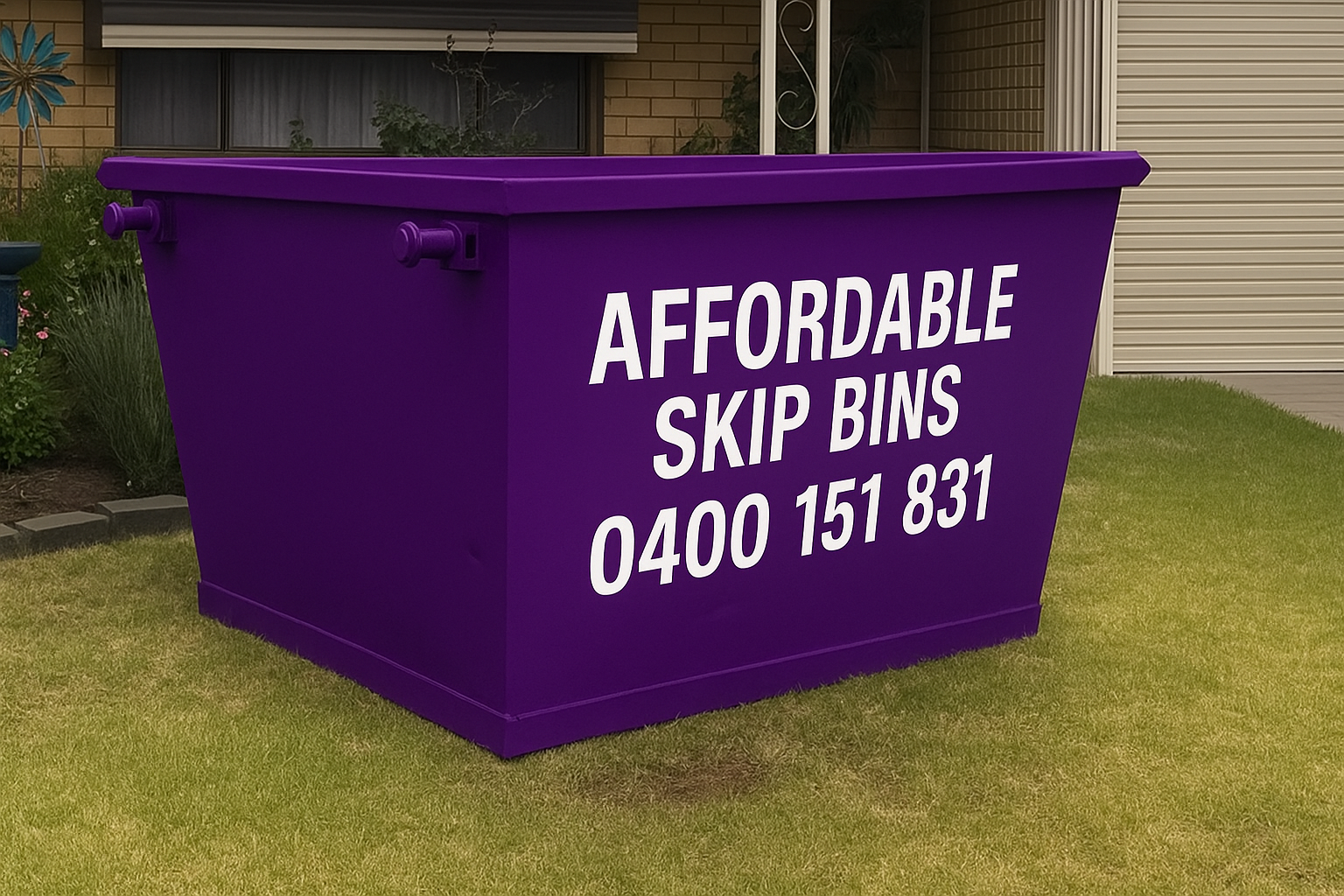 2 Cubic Meter Purple Skip Bin with Affordable Skip Bins Branding